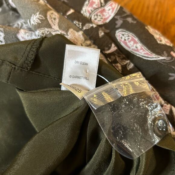 Garnet Hill Green Drop Waist Shirtdress 16 Boho Cottage Floral Viscose Crepe - Picture 4 of 6